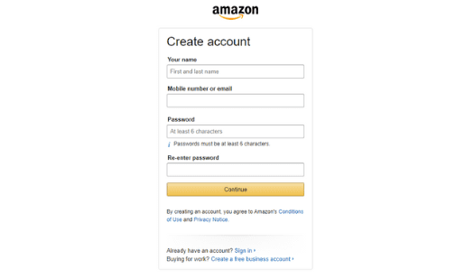 Account on Amazon 